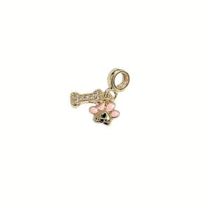 HUELLITA DE PERRITO Y HUESO   |   Charm  - mediano    |    Laminado en oro