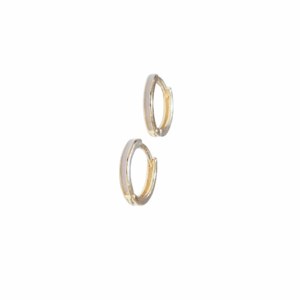 ARITOS CENTRO BLANCO | Aretes huggies - chicos | Laminado en oro