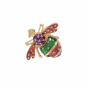 ABEJORRO DE COLORES - XL   |   Anillo chunky ajustable talla: 7 - 10   |   Laminado en oro