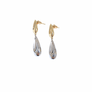 ALONG BI-COLOR   |    Aretes alargados colgantes - Medianos    |    Laminado oro