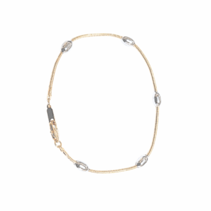 LUPINA BI-COLOR  |    Pulsera tubular mediana - 22 cm de largo   |   Laminado en oro y rodio