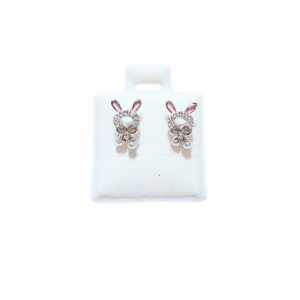 SILUETA CONEJITO CON MOÑO   |   Aretes tipo broquel - chicos   |    Laminado en rodio
