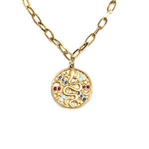 MEDALLA SERPIENTE  |   Collar corto con medalla mediana - 45 cm de largo + 5 cm de extensión   |   Acero inoxidable