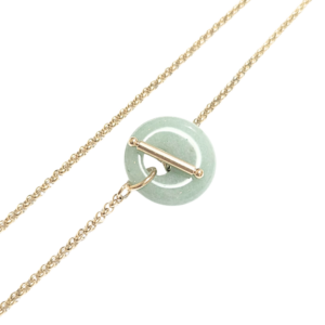 ALÍ DE CUARZO AVENTURINA VERDE   |   Collar corto con dije de cuarzo - 45 cm de largo   |   Acero inoxidable y cuarzo