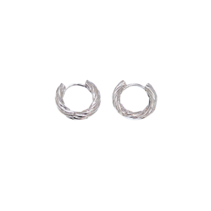 ESPIRALES PLATEADOS  |    Aretes huggies tipo arracadas - Medianas  |    Laminado en rodio