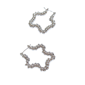 SILUETA IRREGULAR DE ESTRELLAS   |   Aretes tipo arracadas - medianas    |    Laminado en rodio