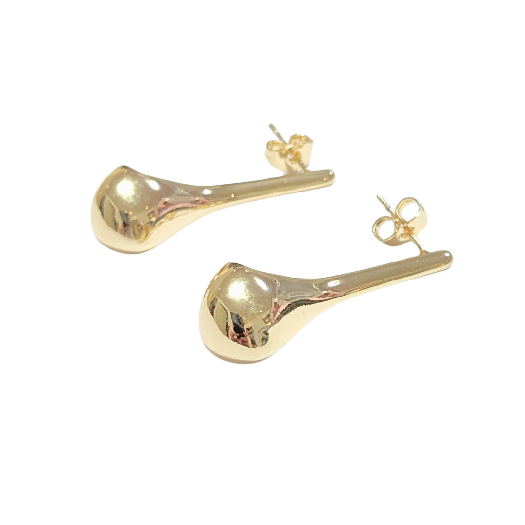 GOTAS ALARGADAS | Aretes largos pegaditos - grandes | Laminado en oro