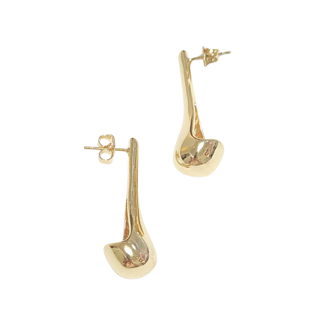 GOTAS ALARGADAS | Aretes largos pegaditos - grandes | Laminado en oro - Imagen 2