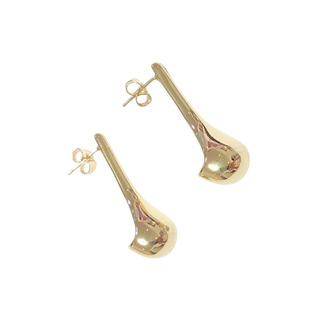 GOTAS ALARGADAS | Aretes largos pegaditos - grandes | Laminado en oro - Imagen 3