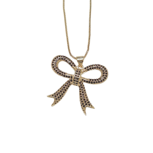 MOÑO NEGRO   |   Collar corto de cadena ajustable y dije grande  |   Laminado en oro