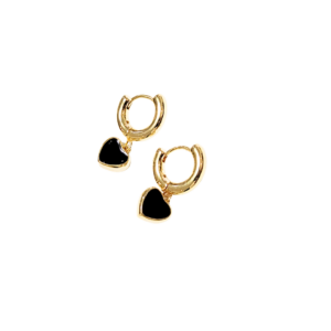 NEGRO CORAZÓN   |    Aretes huggies tipo arracadas - Chicas   |    Laminado en oro
