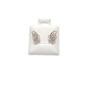 ALAS PLATEADAS DE MARIPOSA | Aretes tipo broquel - Chicos | Laminado en rodio
