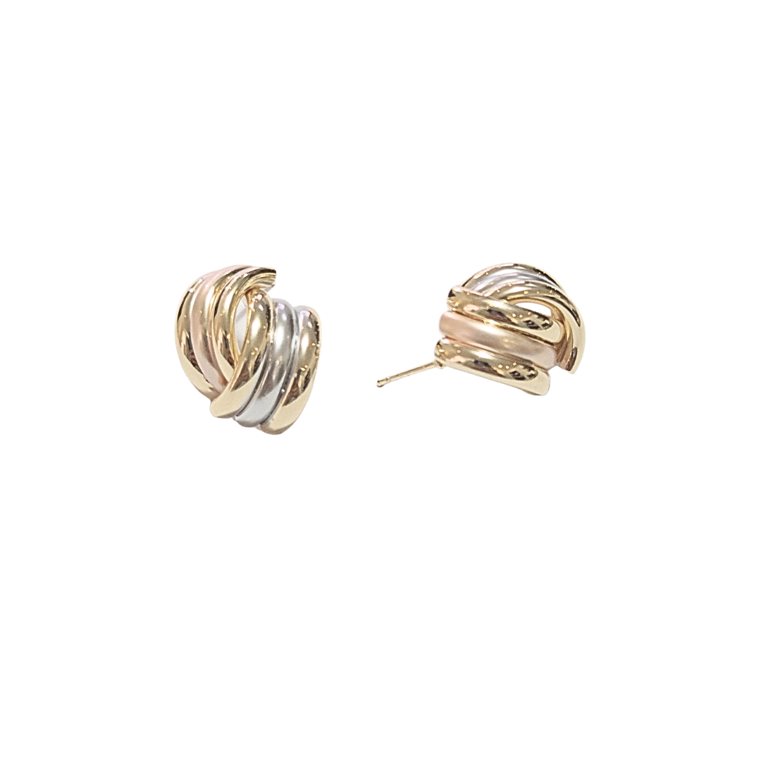 BARRAS DE TRES COLORES | Aretes - medianos | Laminado en oro - Imagen 2