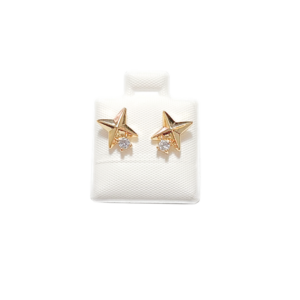 ESTRELLAS FACETADAS Y UNA PIEDRA   |    Aretes tipo broquel - Chicos    |    Laminado en oro