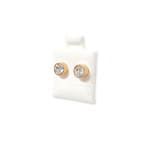CIRCULARES BISELADOS CON PIEDRA | Aretes pegaditos - chicos | Acero inoxidable