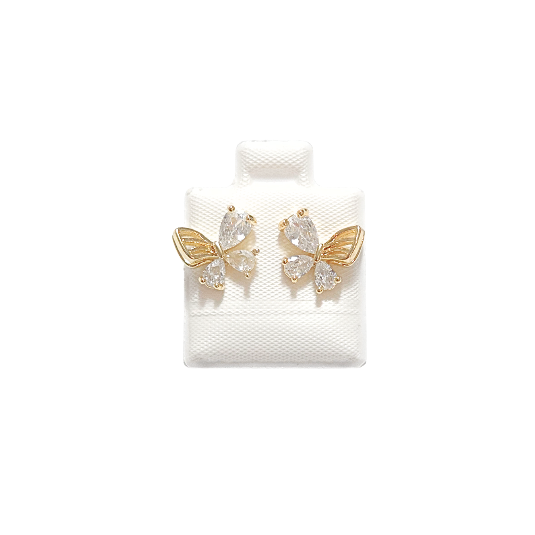 MARIPOSAS DE ALAS ABIERTAS | Aretes pegaditos - Chicos | Laminado en oro