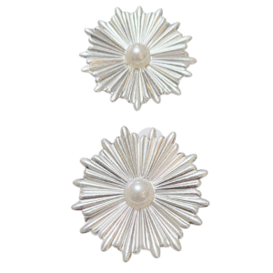 FLORES PLATEADAS VINTAGE - XL | Aretes pegaditos - ultra ligeros | Aleación de acero y zinc