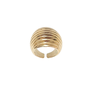 CIRCULAR DORADO DE RAYAS   |   Anillo grande - No. 8  |   Acero inoxidable