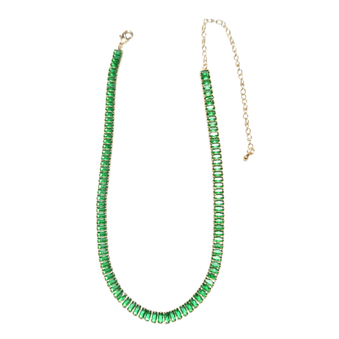 COLLAR DE PIEDRAS VERDES | Collar corto de 45 cm + 5 cm de extensor | Laminado en oro - Imagen 2