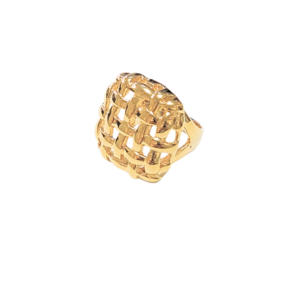 CUADRICULADO DORADO   |   Anillo Chunky - No. 8   |   Acero inoxidable