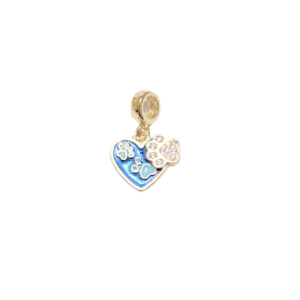 CORAZÓN AZUL CON HUELLITAS   |   Charm - chico  |   Laminado en oro
