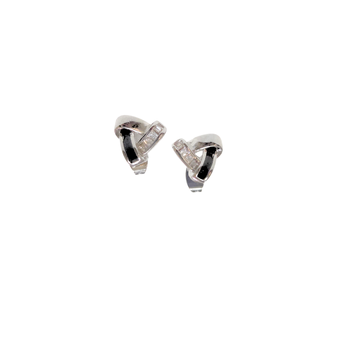 CRUZADOS SEMI TRIANGULARES | Aretes pegaditos - chicos | Laminado en rodio