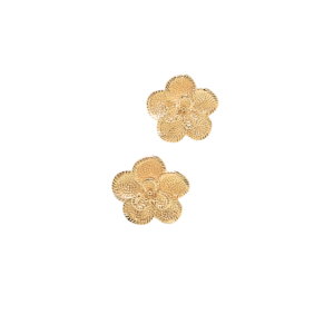 FLORES REDONDEADAS CON TEXTURA   |   Aretes - medianos    |    Laminado en oro