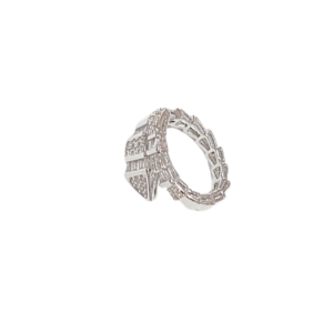 SERPIENTE EMPEDRADA   |   Anillo grueso ajustable - No 7 a 8.5 aprox.  |   Baño de rodio