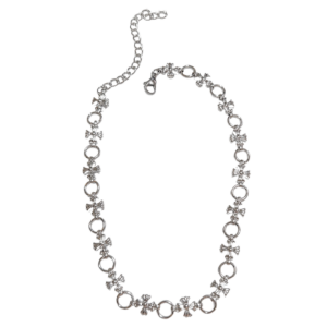 CRUCES Y AROS PLATEADOS   |   Collar corto - 43 cm de largo + 10 de extensión   |   Baño de rodio