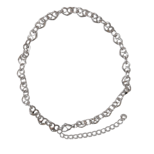 CORAZONES PLATEADOS   |   Collar corto - 43 cm de largo + 10 de extensión   |   Baño de rodio