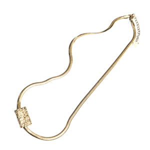 COLLAR PLANO CON BLOQUE   |   Collar corto de 45 cm de largo + 5 de extensión   |   Laminado en oro