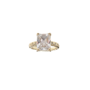 TERÉS DE PIEDRA TRANSPARENTE   |   Anillo delgado ajustable - No 7 a 9 aprox.   |   Laminado en oro