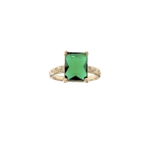 TERÉS DE PIEDRA VERDE  |   Anillo delgado ajustable - No 7 a 9 aprox.  |   Laminado en oro