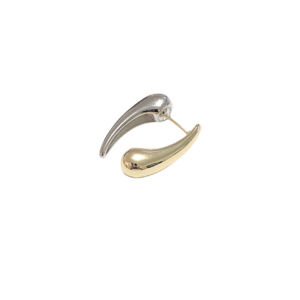 DOBLES BI-COLOR   |   Aretes pegaditos alargados - medianos    |   Laminado en oro y rodio