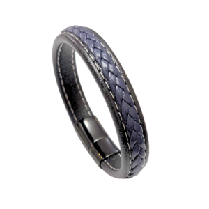 FIJIS NEGRO-AZUL    |    Pulsera de corte masculino - Talla: mediana    |    Caucho y acero inoxidable