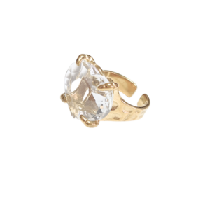 DORADO CON PIEDRA CORAZÓN   |   Anillo chunky ajustable - No 7 a 9 aprox.  |   Acero inoxidable