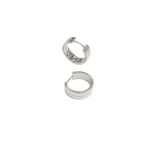 RALLADAS PLATEADOS   |    Aretes huggies tipo arracadas - Medianas   |    Baño de rodio