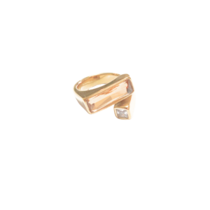 TABLITA DORADA DE PIEDRAS   |   Anillo chunky ajustable - No. 6 a 7.5 aprox.   |   Acero inoxidable