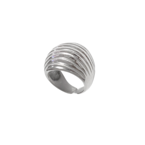 CIRCULAR  PLATEADO DE RAYAS  |   Anillo grande - No. 8  |   Acero inoxidable