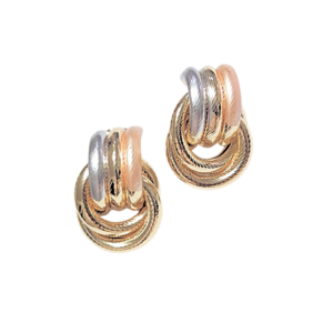 KAMOS DE TRES COLORES CON NUDO   |   Aretes colgantes medianos - Grandes    |    Laminado en oro