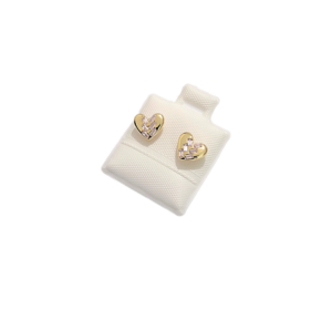 CORAZÓNES CON PIEDRAS | Aretes tipo broquel - Chicos | Laminado en oro