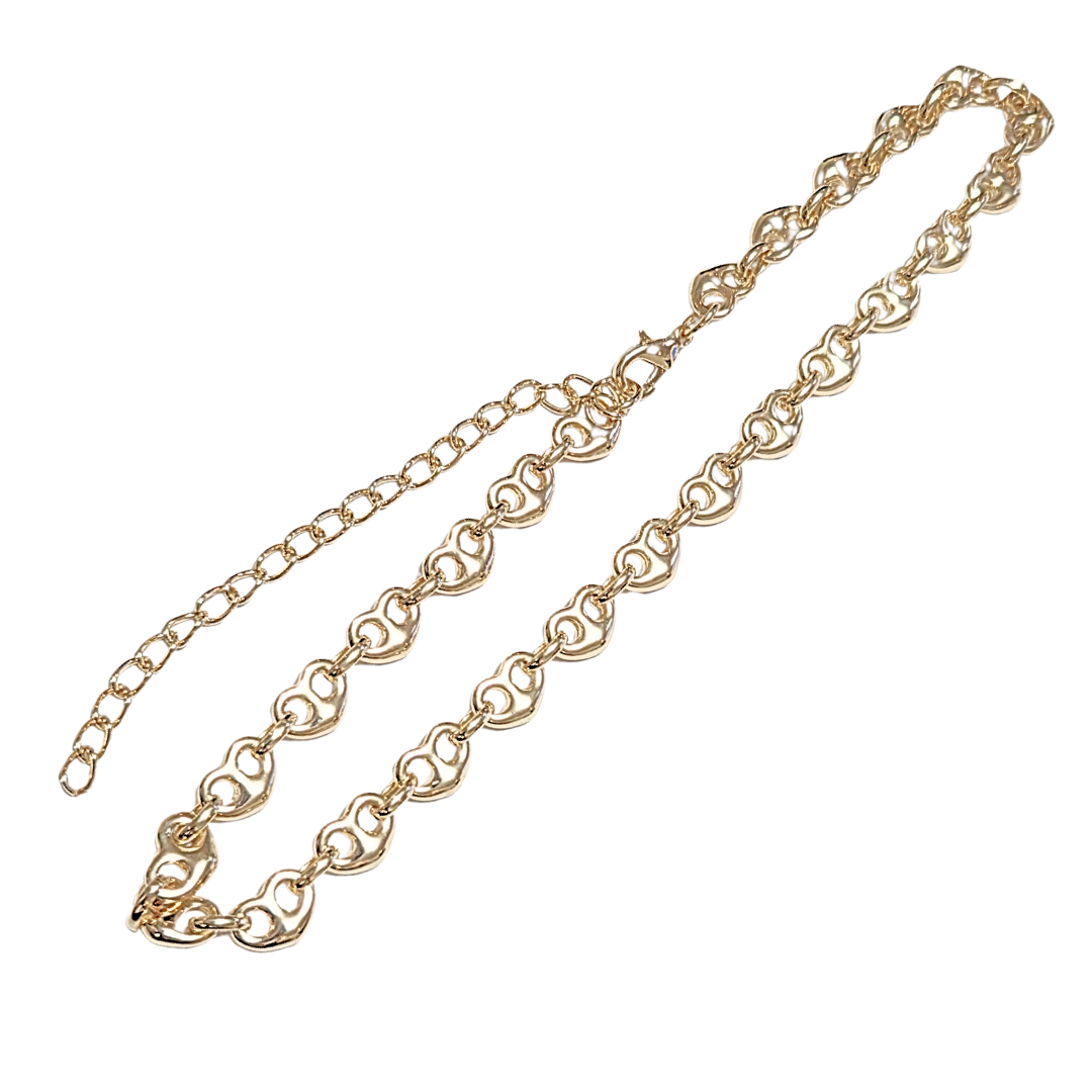 CORAZONES DORADOS | Collar corto - 43 cm de largo + 10 de extensión | Laminado en oro - Imagen 2