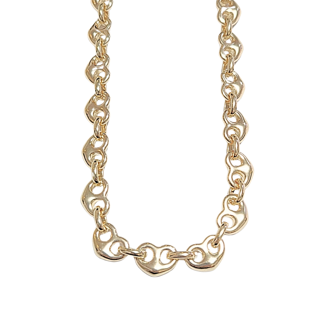 CORAZONES DORADOS | Collar corto - 43 cm de largo + 10 de extensión | Laminado en oro