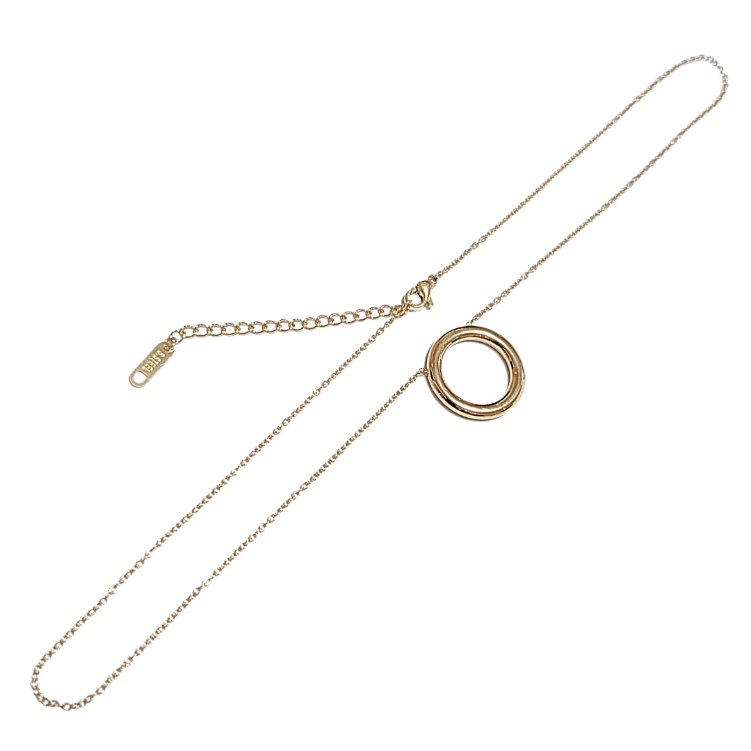 CIRCULAR TALLADO | Collar con cadena de 45 cm de largo + 5 cm de extensión y dije - mediano | Acero inoxidable - Imagen 2