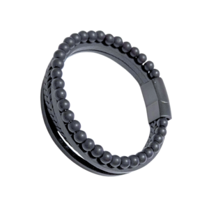 TRUDI CUATRO NEGRA | Pulsera - Talla: M | Acero inoxidable y caucho