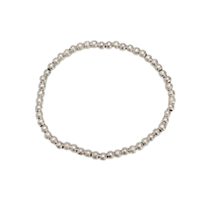 BOLITAS DIAMANTADAS PLATEADAS | Pulsera elástica - Talla Ch/Med | Acero esmaltado