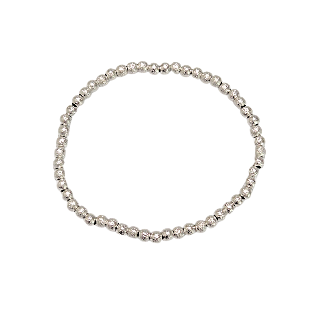 BOLITAS DIAMANTADAS PLATEADAS | Pulsera elástica - Talla Ch/Med | Acero esmaltado