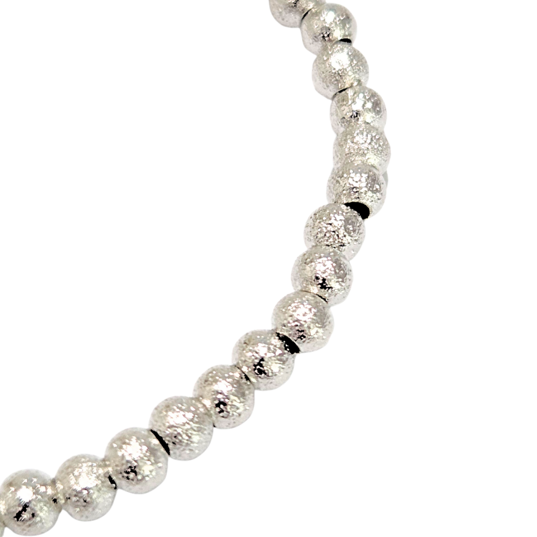 BOLITAS DIAMANTADAS PLATEADAS | Pulsera elástica - Talla Ch/Med | Acero esmaltado - Imagen 2