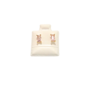 PIEDRAS ALARGADAS ROSAS | Aretes tipo broquel - Chicos | Laminado en oro