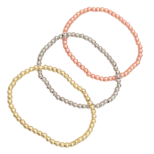 FIN DE SEMANA DIAMANTADO TRICOLOR    |    3 Pulseras elásticas - Talla: ch / m    |   Acero esmaltado